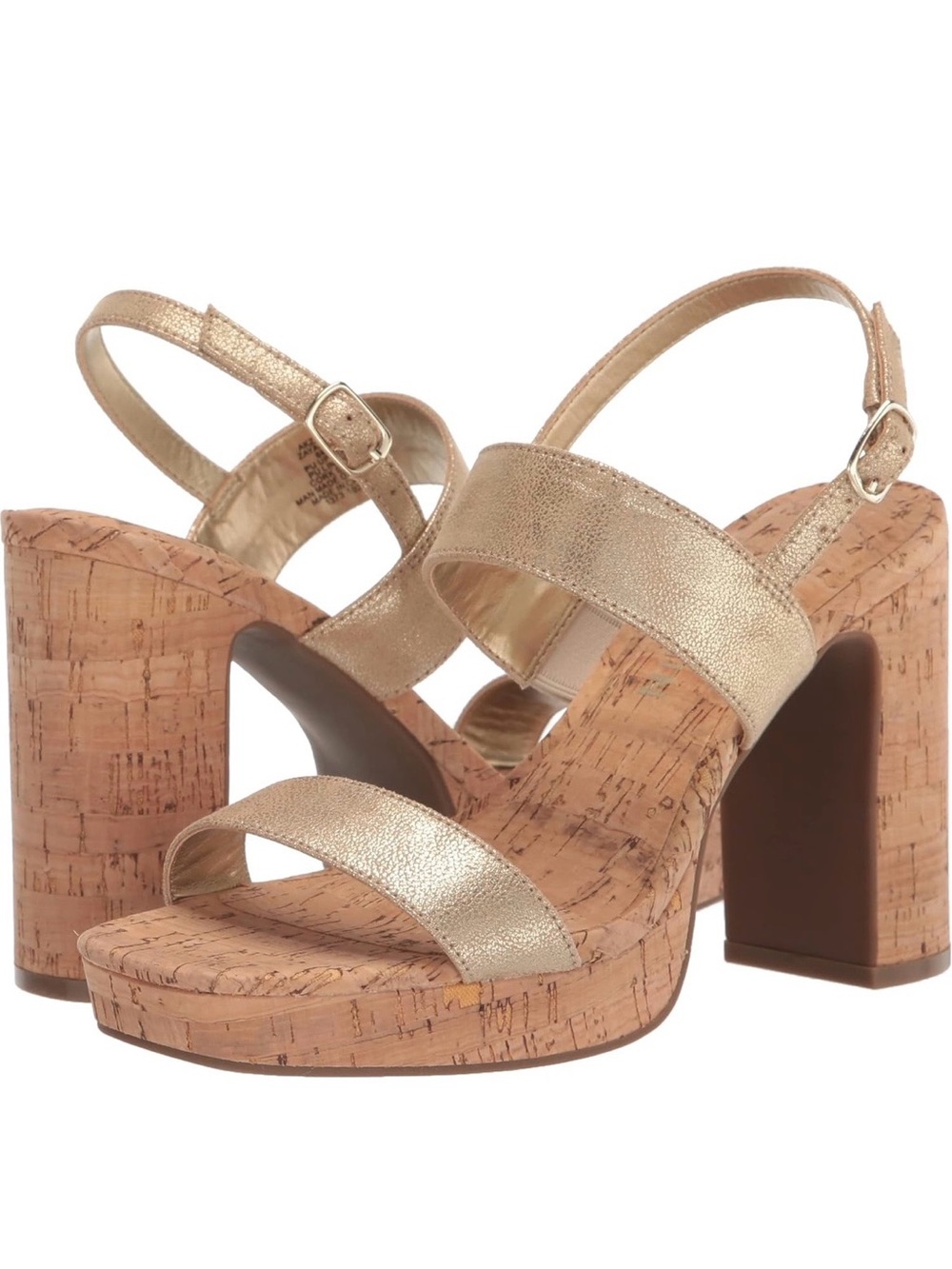 New in Box Anne Klein Womens Gold/Brown Strappy Cork Sandals size 8.5